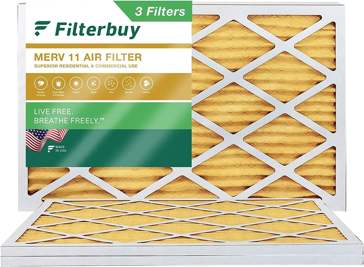 (3-Pack) MERV Filterbuy Air AC HVAC 10x24x1 Pleated Furnace Filters 11