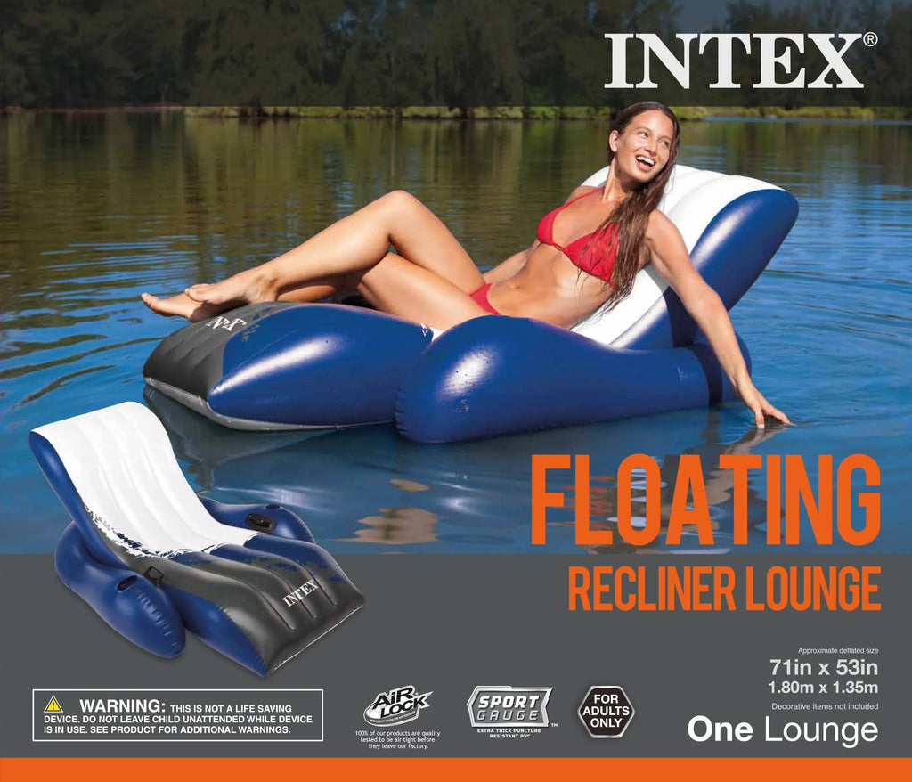 (3 Inflatable Pack) Cup with Recliner Comfortable Lounges Holders Intex Floating