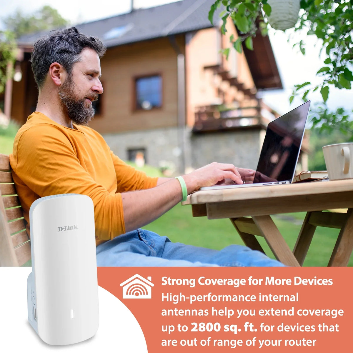 ft | Mesh LAN Sq. Gigabit Cover WiFi 2300 AX3000 6 D-Link (E30) AI | up 1x Extender Port | to Range