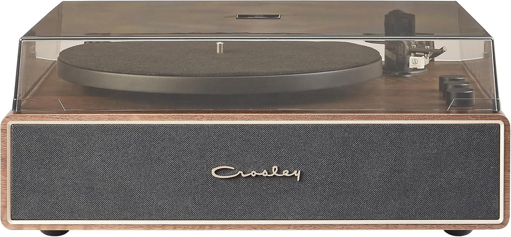 Crosley CR6046A-WAGL Stave 2-Speed Bluetooth Record Player Turntable with Built-in Speakers, Walnut