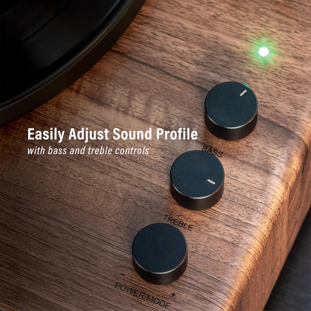 Crosley CR6046A-WAGL Stave 2-Speed Bluetooth Record Player Turntable with Built-in Speakers, Walnut