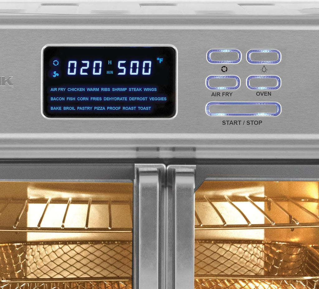 Kalorik MAXX Air Fryer Oven, 26 Quart 10-in-1 Countertop Toaster Oven & Air Fryer Combo - Fry, Bake, Roast, Rotisserie, & More, Large Glass French