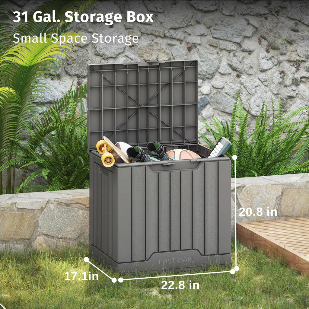 EAST OAK Outdoor Storage Box, 180 Gallon Deck Box, Large Resin Storage Bin for Patio Cushions, Gardening Tools, Lockable, Waterproof and UV Resistant