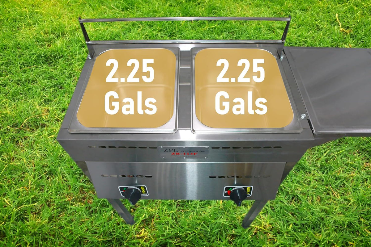 Deep Fryer C Propane Deep Fryer for Outdoor- 18 Qt Stainless Steel Commercial Quality Double Fryer with Baskets, Lids & Hose - Ideal for Frying Fish