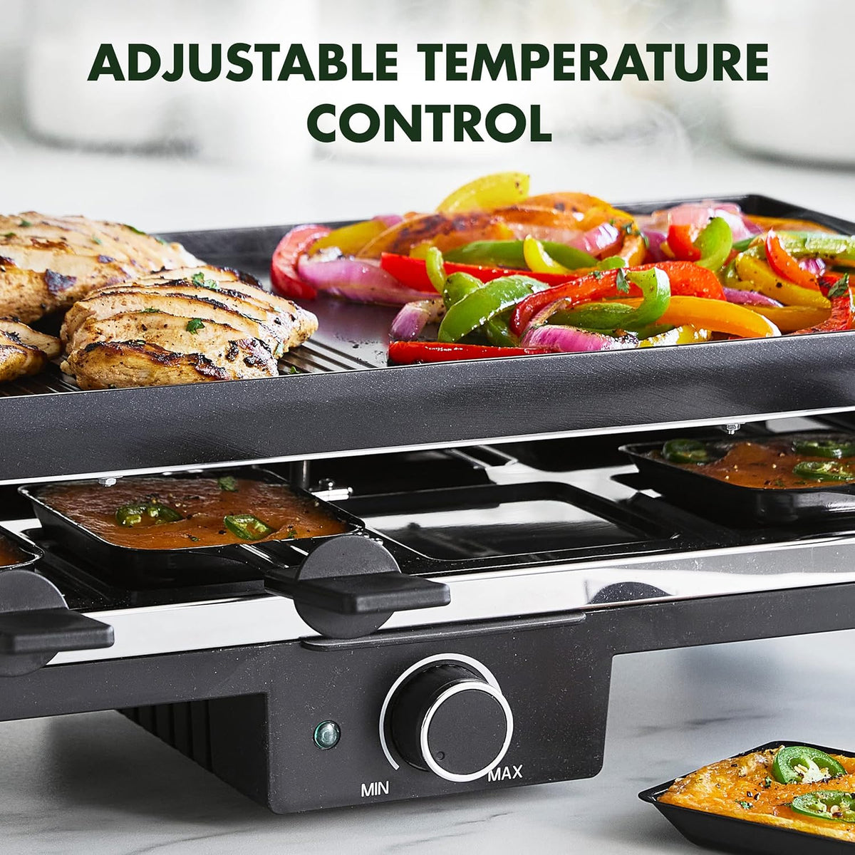 GreenPan Electrics Healthy Ceramic Nonstick, 3-in-1 Reversible Grill, Griddle & Raclette, PFAS-Free, Serves up to 8 People for Parties &Family Fun
