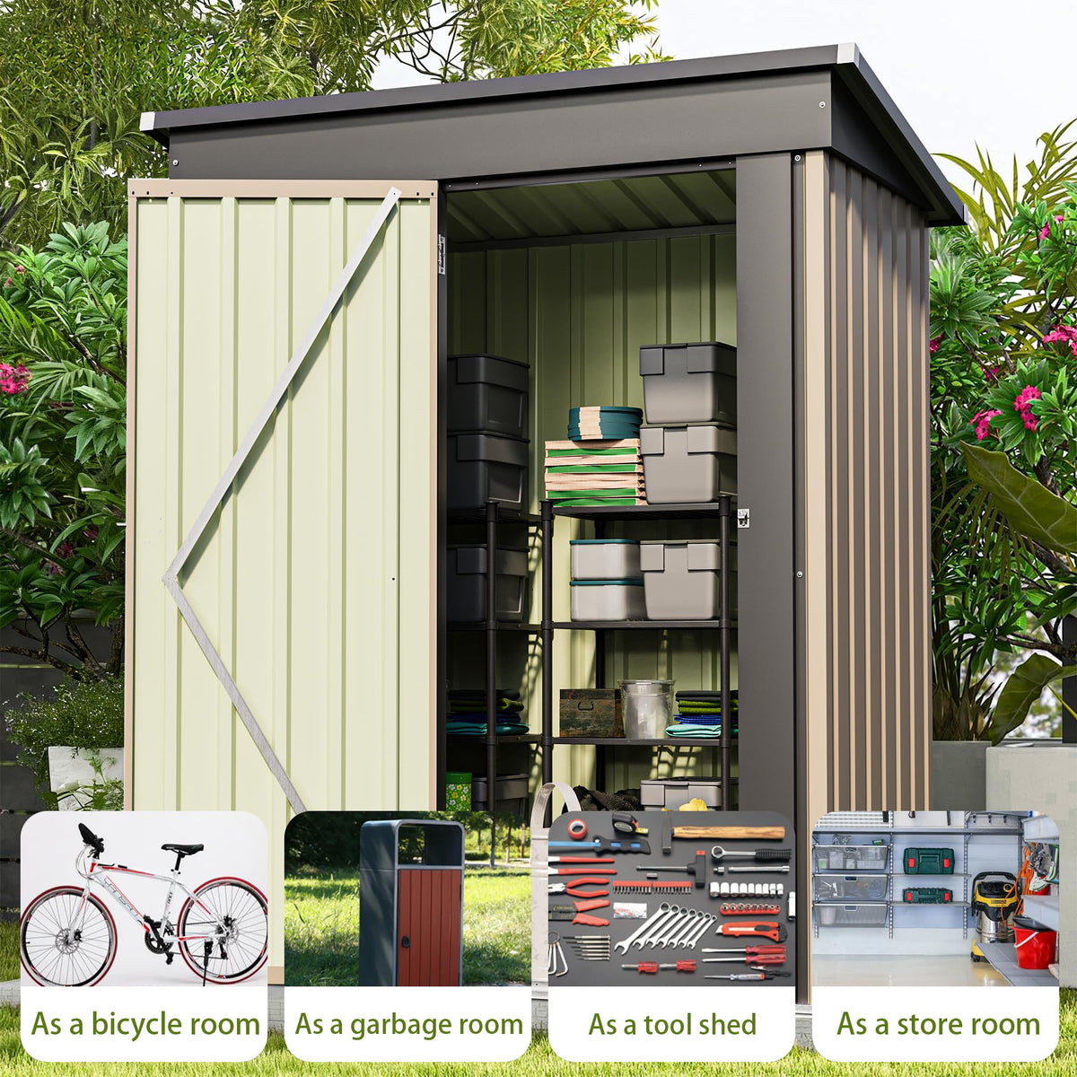 Patiowell 10 x 12 FT Metal Storage Shed for Outdoor, Steel Yard Shed with Design of Lockable Doors, Utility and Tool Storage for Garden, Backyard
