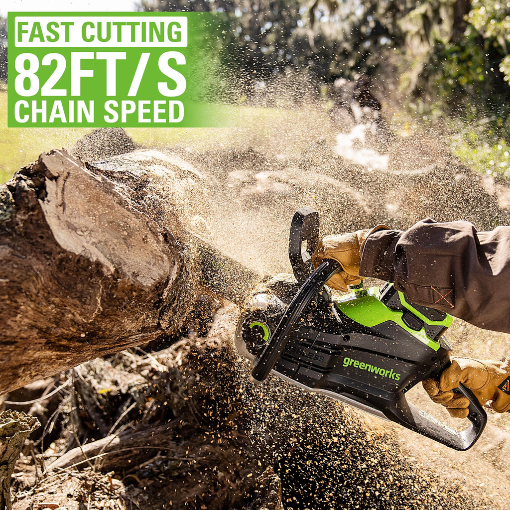 Greenworks 80V 18" Brushless Cordless Chainsaw (Great For Tree Felling, Limbing, Pruning, and Firewood) / 75+ Compatible Tools), 2.0Ah Battery and