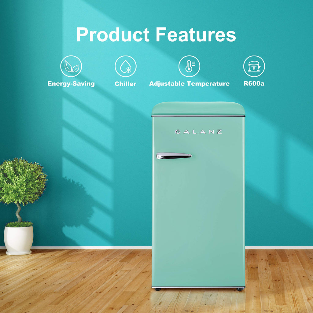 Galanz GLR25MBKR10 Retro Compact Refrigerator, Mini Fridge with Single Doors, Adjustable Mechanical Thermostat with Chiller, Black, 2.5 cu ft