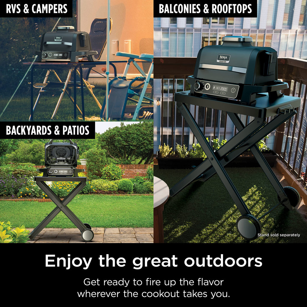 Ninja OG751 Woodfire Pro Outdoor Grill Built-In Thermometer,7-in-1 Master Grill,BBQ Smoker,& Outdoor Air Fryer Plus Bake,Roast,Dehydrate & Broil