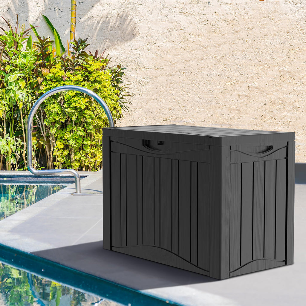 Mersco 320 Gallon Double-Wall Resin Deck Box - Lockable Waterproof Outdoor Storage Box, 1000lbs Capacity & Doubles as Seating for Patio Furniture