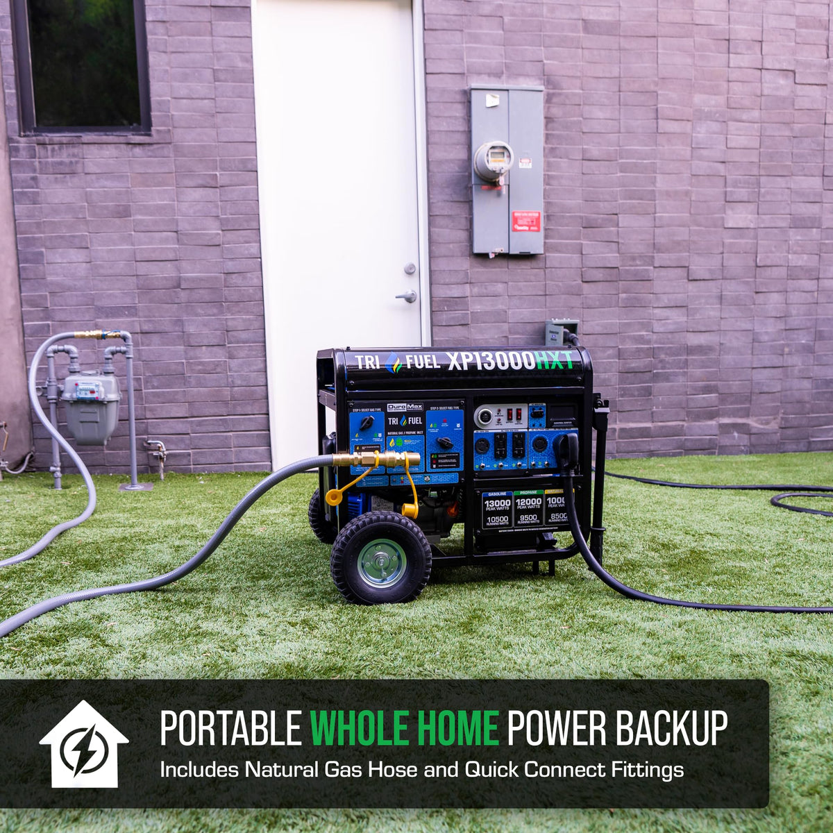 DuroMax XP13000HX 13,000-Watt Dual Fuel Portable Generator - Gas & Propane, Electric Start, Whole Home Power Backup, Transfer Switch Ready, RV &