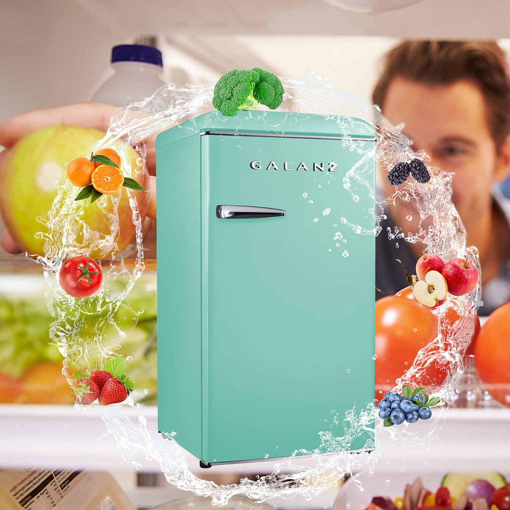 Galanz GLR25MBKR10 Retro Compact Refrigerator, Mini Fridge with Single Doors, Adjustable Mechanical Thermostat with Chiller, Black, 2.5 cu ft