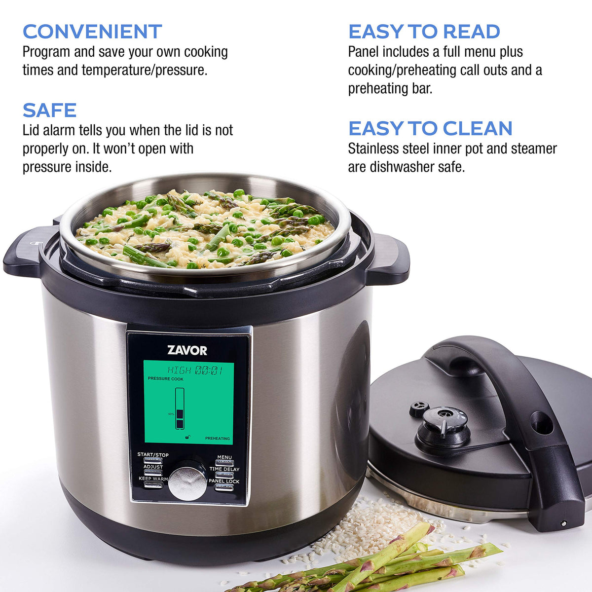 Zavor LUX LCD 6 Quart Multi-cooker with America's Test Kitchen Multicooker Perfection Cookbook, Stainless Steel