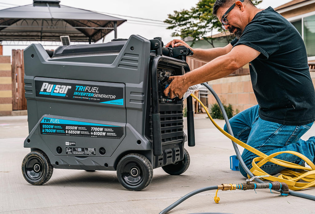 Pulsar GD10KBN 10500W Dual Fuel Home Backup Portable Inverter Generator with Wheel Kit and Electric Start RV Ready