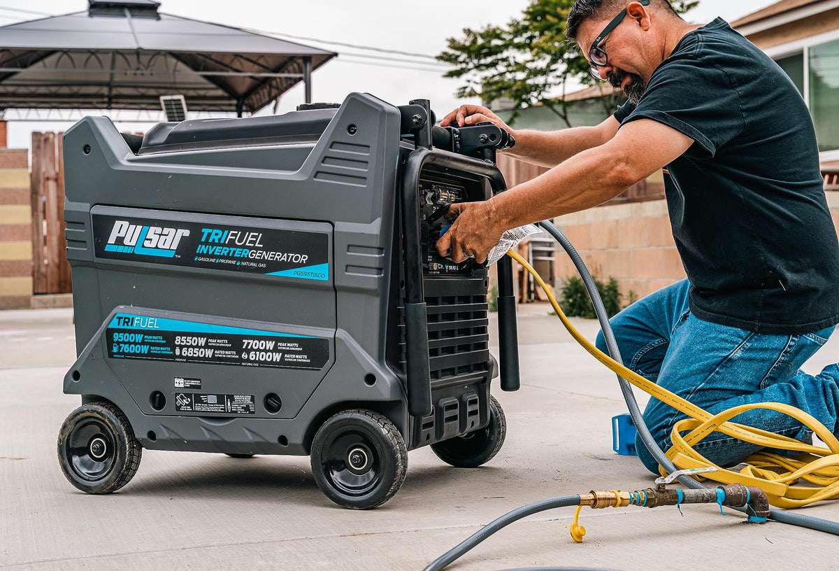 Pulsar GD10KBN 10500W Dual Fuel Home Backup Portable Inverter Generator with Wheel Kit and Electric Start RV Ready