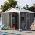 UDPATIO Storage Shed 8 x 10 FT, Resin Sheds & Plastic Outdoor Storage with Floor Large Clearance Outdoors Garden Tool Shed Tuff Outside Patio Shed