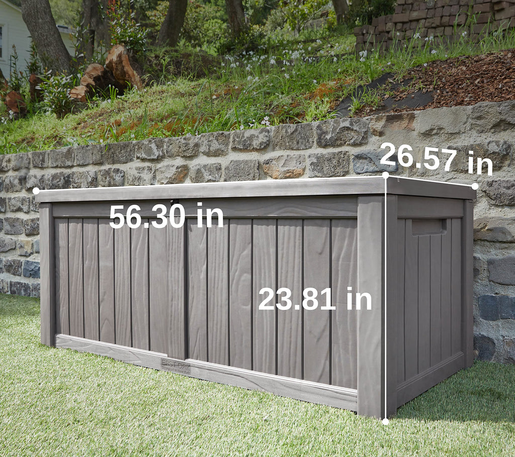 EAST OAK Outdoor Storage Box, 120 Gallon Deck Box with Stainless Steel Rods Large Resin Storage Bin for Patio Cushions, Garden Tools, Waterproof and