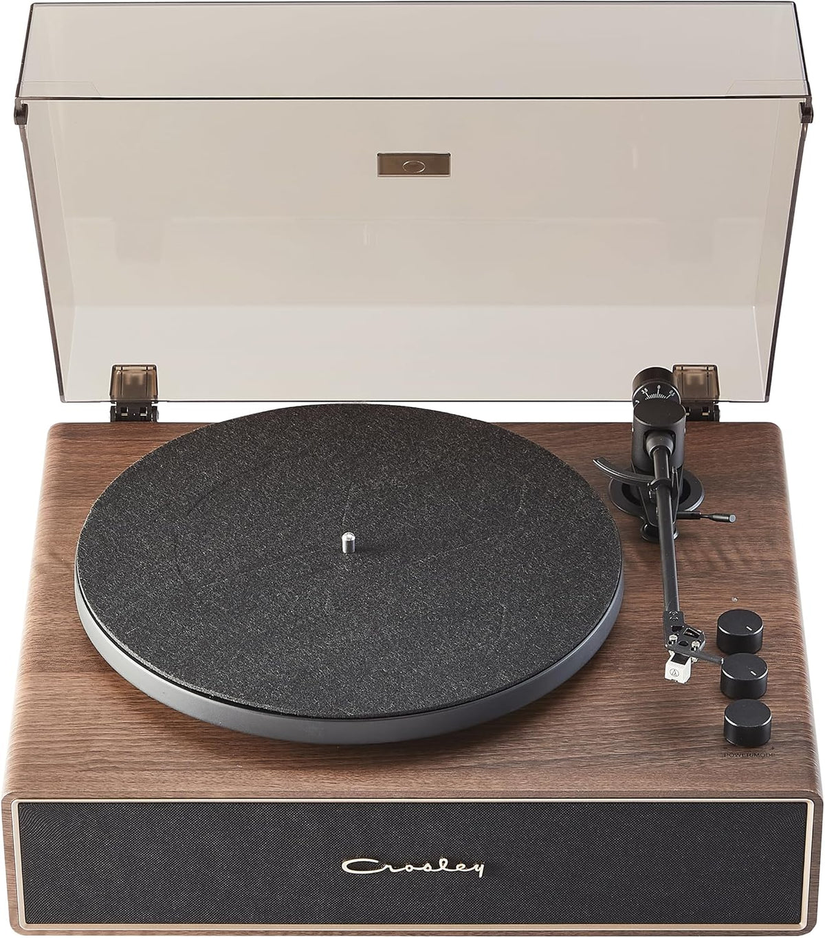 Crosley CR6046A-WAGL Stave 2-Speed Bluetooth Record Player Turntable with Built-in Speakers, Walnut