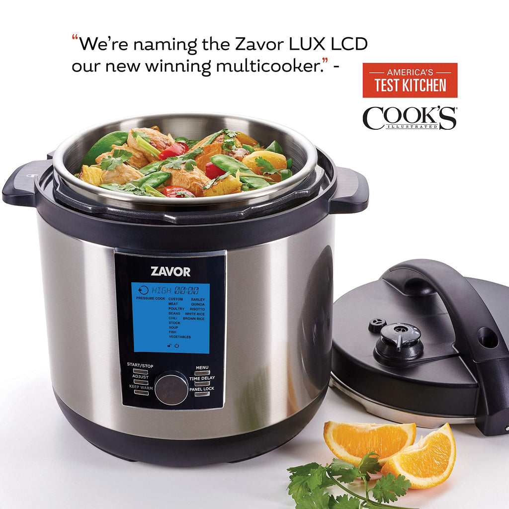 Zavor LUX LCD 6 Quart Multi-cooker with America's Test Kitchen Multicooker Perfection Cookbook, Stainless Steel