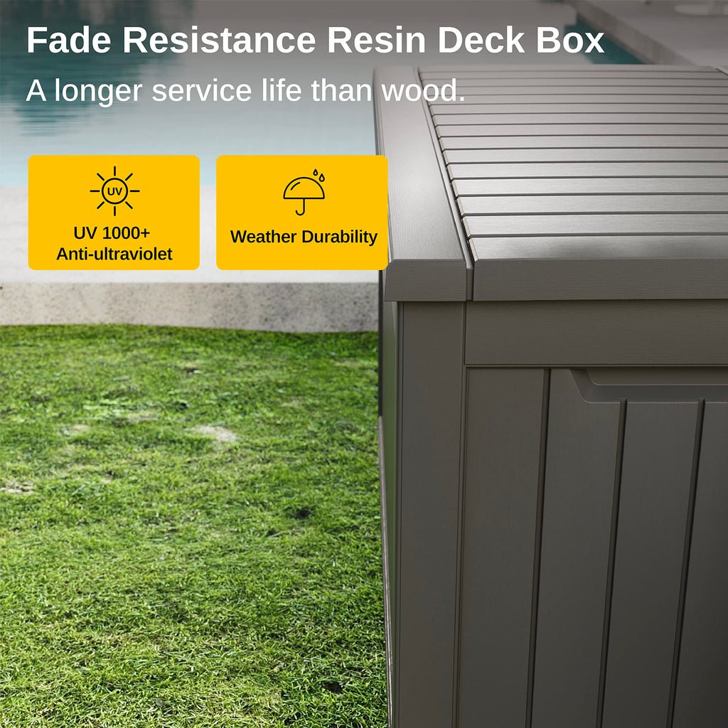 EAST OAK Outdoor Storage Box, 180 Gallon Deck Box, Large Resin Storage Bin for Patio Cushions, Gardening Tools, Lockable, Waterproof and UV Resistant