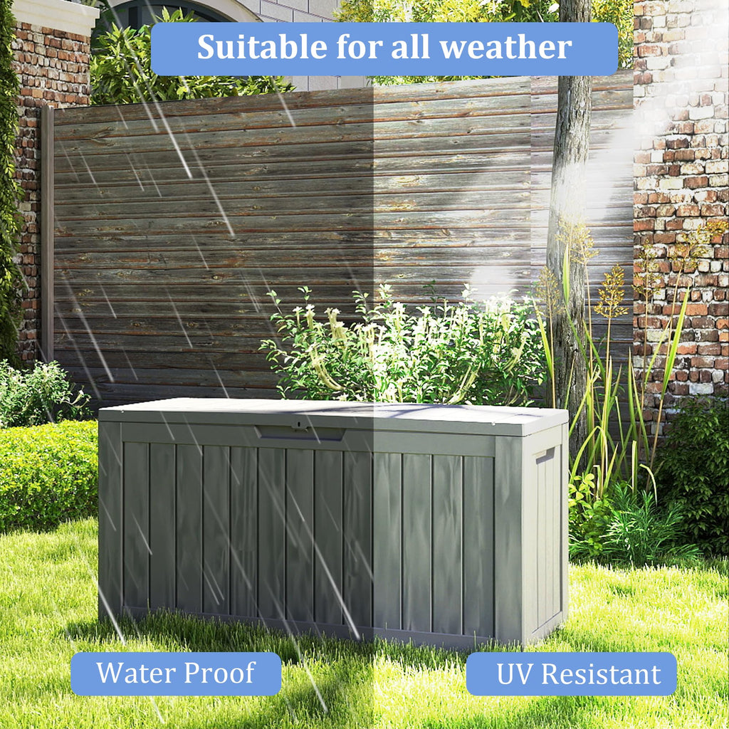 Mersco 320 Gallon Double-Wall Resin Deck Box - Lockable Waterproof Outdoor Storage Box, 1000lbs Capacity & Doubles as Seating for Patio Furniture