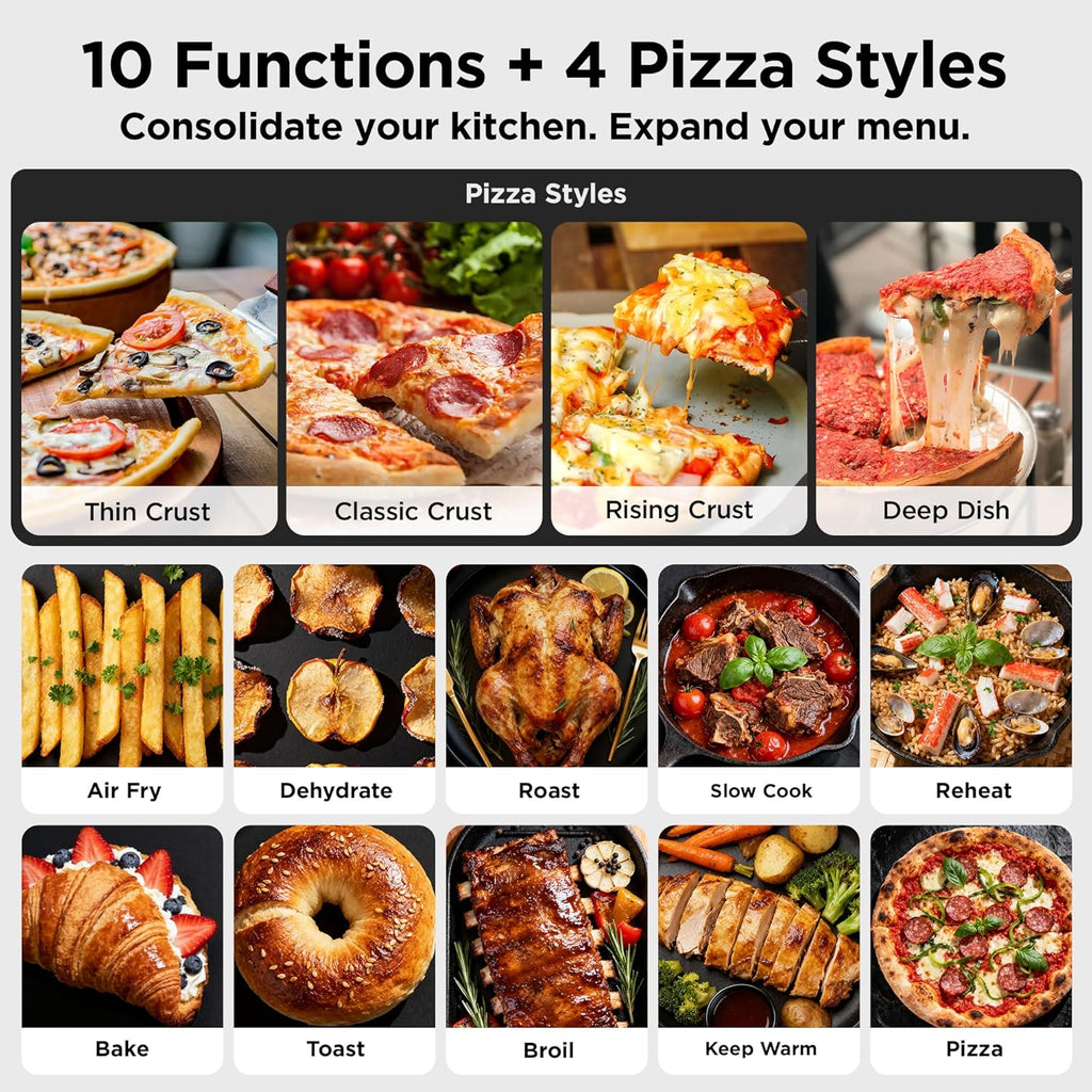 Midea Flexify Pro 10+4 Toaster Oven Air Fryer Combo, Graphene Juicy-Lock Cooking, French Door Countertop Oven, 450F Flash Air Fry, 26.4 QT Stainless