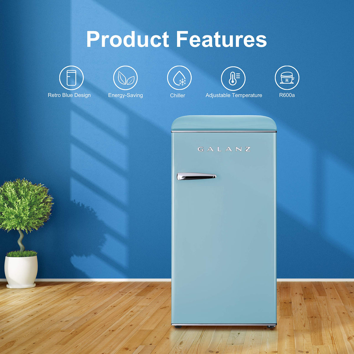 Galanz GLR25MBKR10 Retro Compact Refrigerator, Mini Fridge with Single Doors, Adjustable Mechanical Thermostat with Chiller, Black, 2.5 cu ft