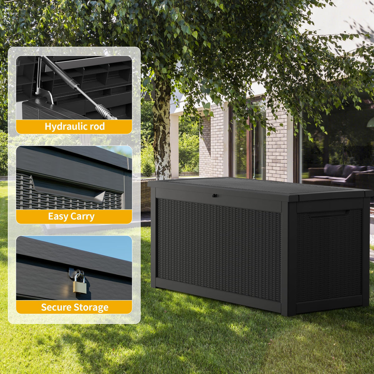 Mersco 320 Gallon Double-Wall Resin Deck Box - Lockable Waterproof Outdoor Storage Box, 1000lbs Capacity & Doubles as Seating for Patio Furniture
