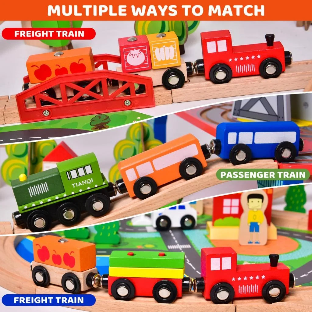 Little Enchanting Set Set, for Fun 88PCs Play Toys Wooden Age Train Toddlers 3+ Wooden