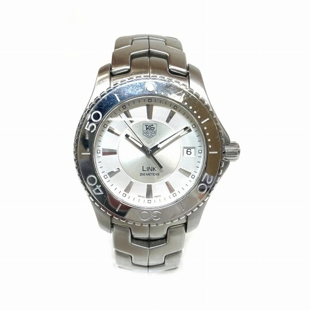 Silver Link Pre-Owned Date Heuer Tag Quartz Men's WJ1111 (Good) Dial Watch