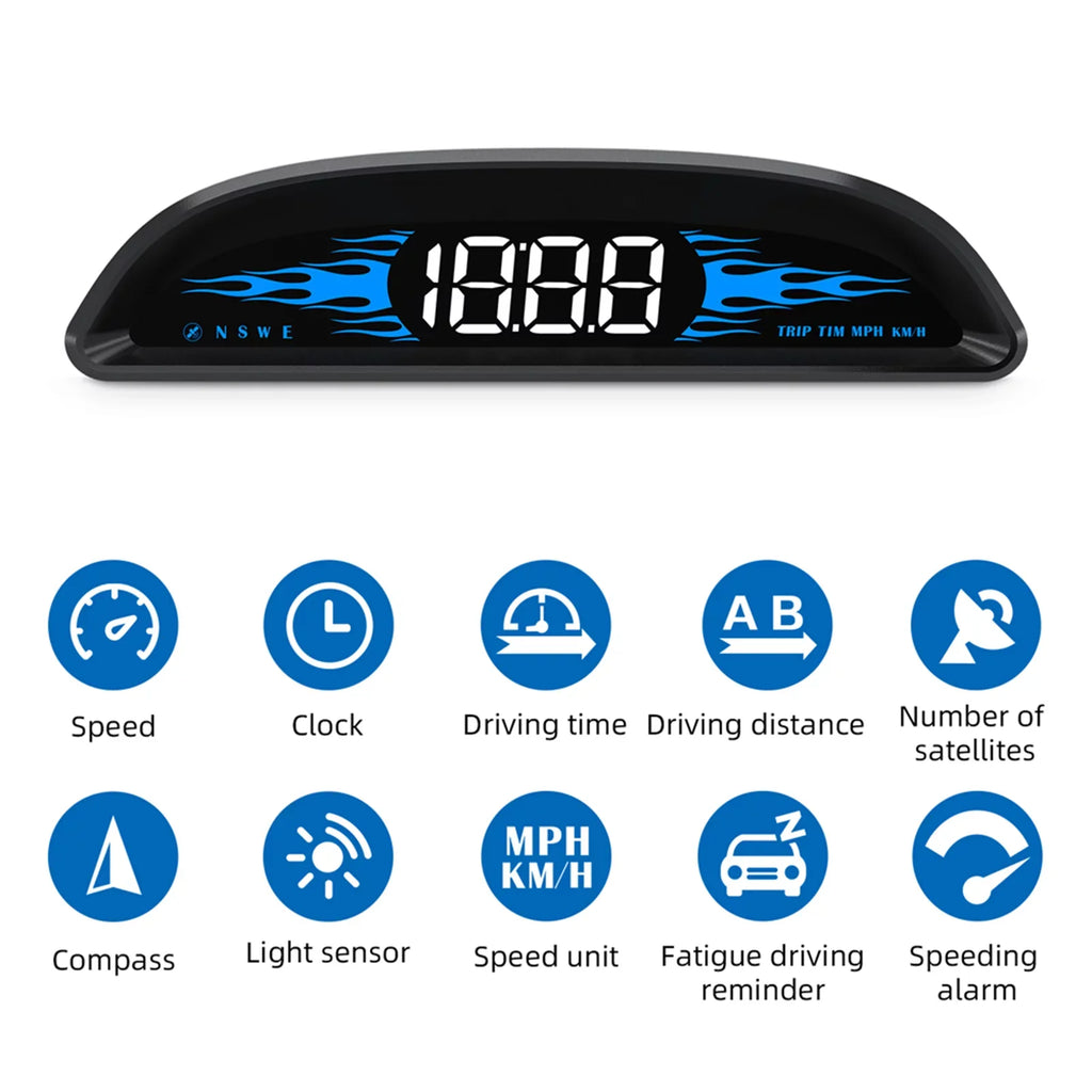 for Direction, Alarm Speedometer, Andoer Head-up GPS Display Navigation Vehicles, Mileage, Overspeed Time,