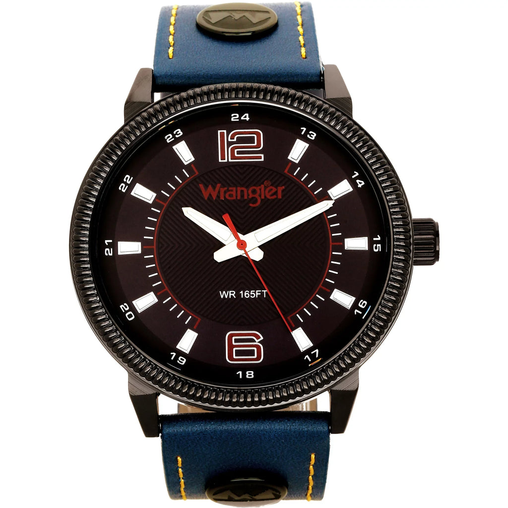 Blue 48.5mm Watch Black Dial, Strap Wrangler