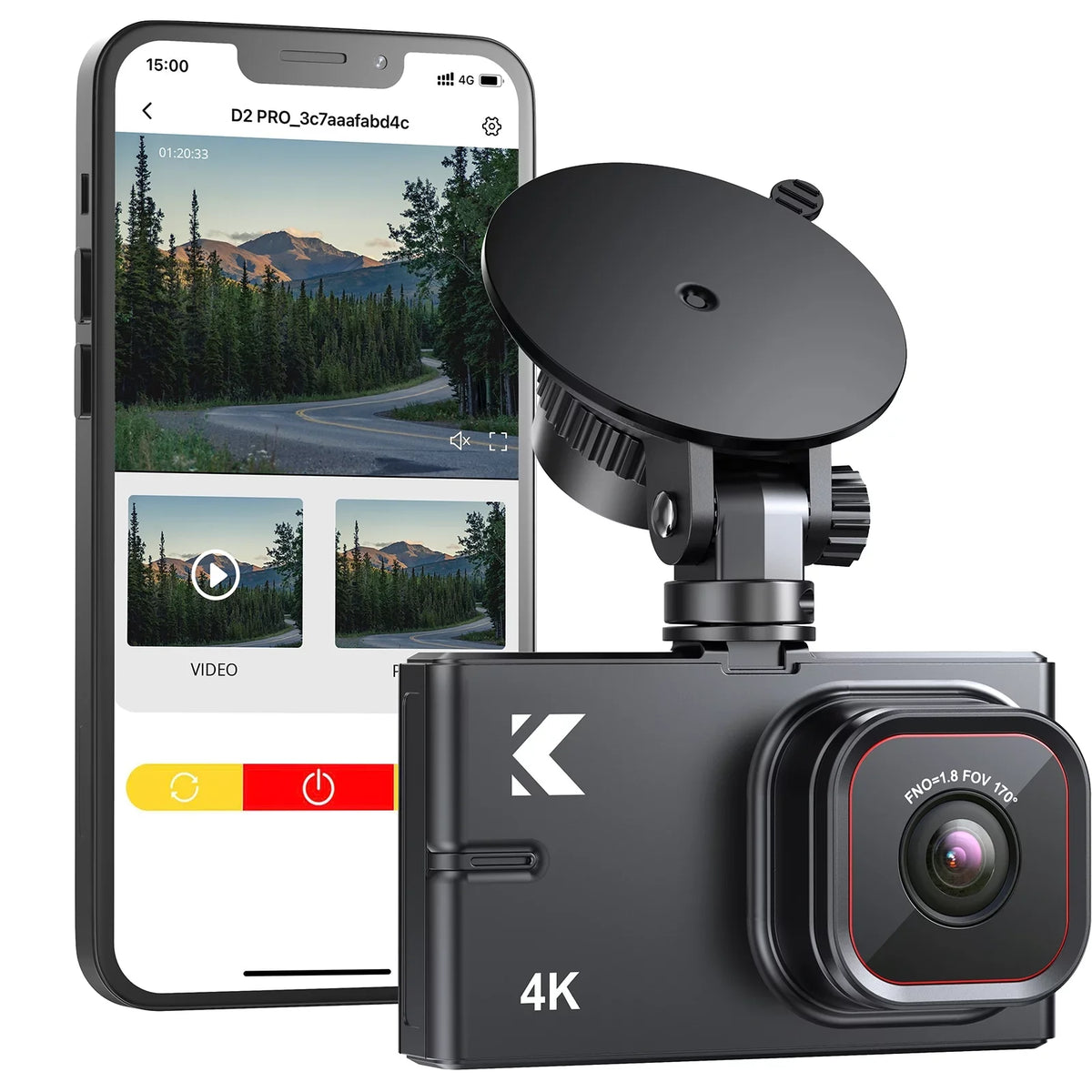 '- Dash and with Dual D2 Rear Pro Car WiFi and 4K Dashboard 4K Supported[Upgraded Cars, Kingslim Cam Camera Version] Dash Parking Monitor, Front Night Front 1080P for 256GB Rear and Vision with Cam