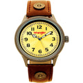 Wrangler Dial, 40mm Brown Strap Watch Golden Sunburst