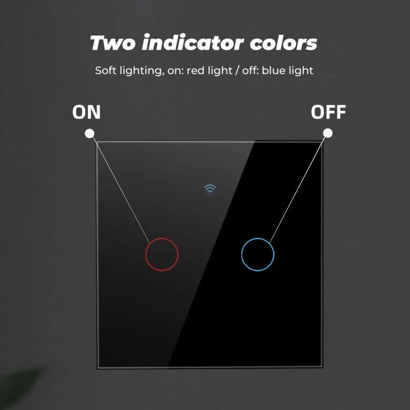 Touch Wall Home Panel TUYA WiFi+433MHZ Smart Light Button Switch Glass 3/4Gang