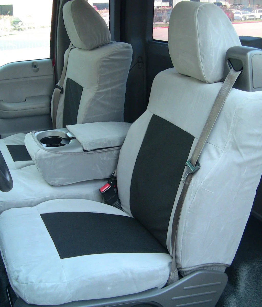 Cab with Center Gray Adjustable Split 40/20/40 Opening F369 Console F150 XLT 2004-2008 Super Twill in Headrests, Ford Front Seat