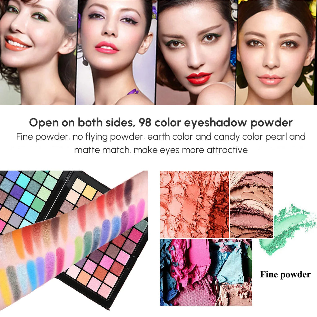 All-in-One Combination Powder Mirror, 177 Cosprof Pencil Eyebrow with Makeup Make Face Palette Set, Set Blusher Eyeliner Cosmetic Gift Powder Facial up Eyeshadow Concealer Colors