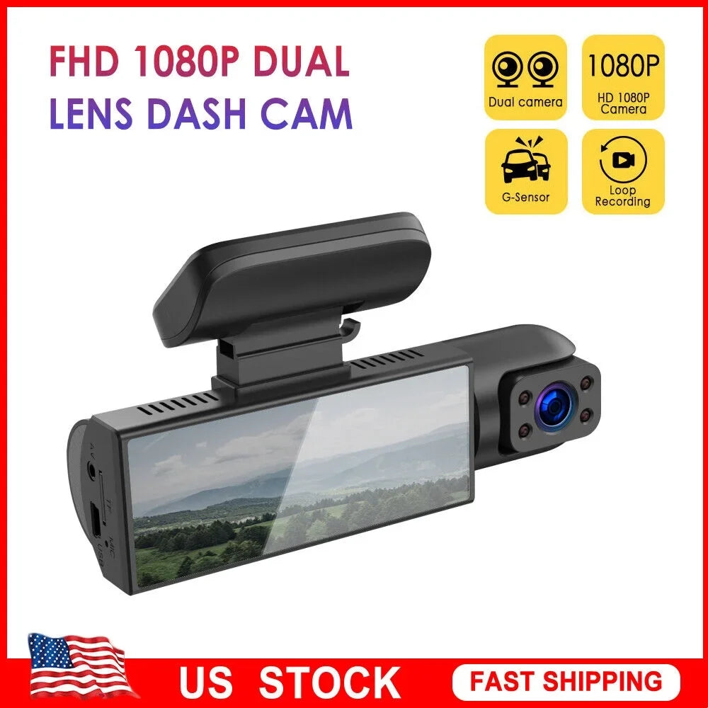Car Jahyshow Front w/ DVR Dual G-Sensor Lens 1080P Camera Recorder Video Inside Dash Cam