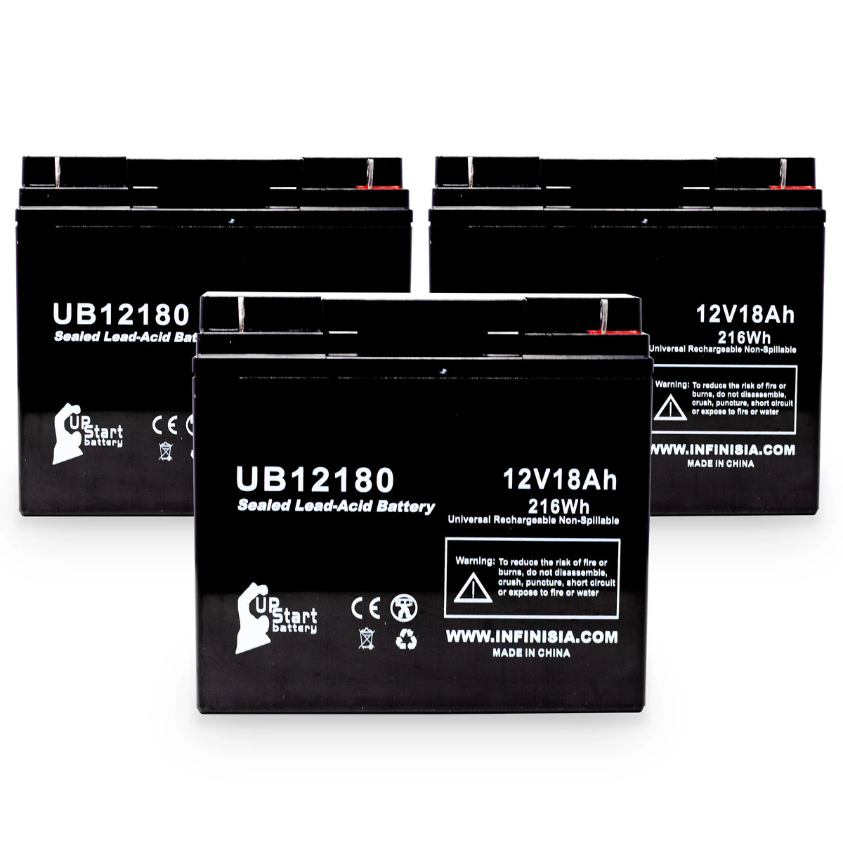 '- Terminal, Battery CF12V18 Battery Replacement SLA) Universal AGM, Pitcher 18Ah, Lead UB12180 Compatible Eagle Sealed - Acid T4 18000mAh, (12V, Pack 3x