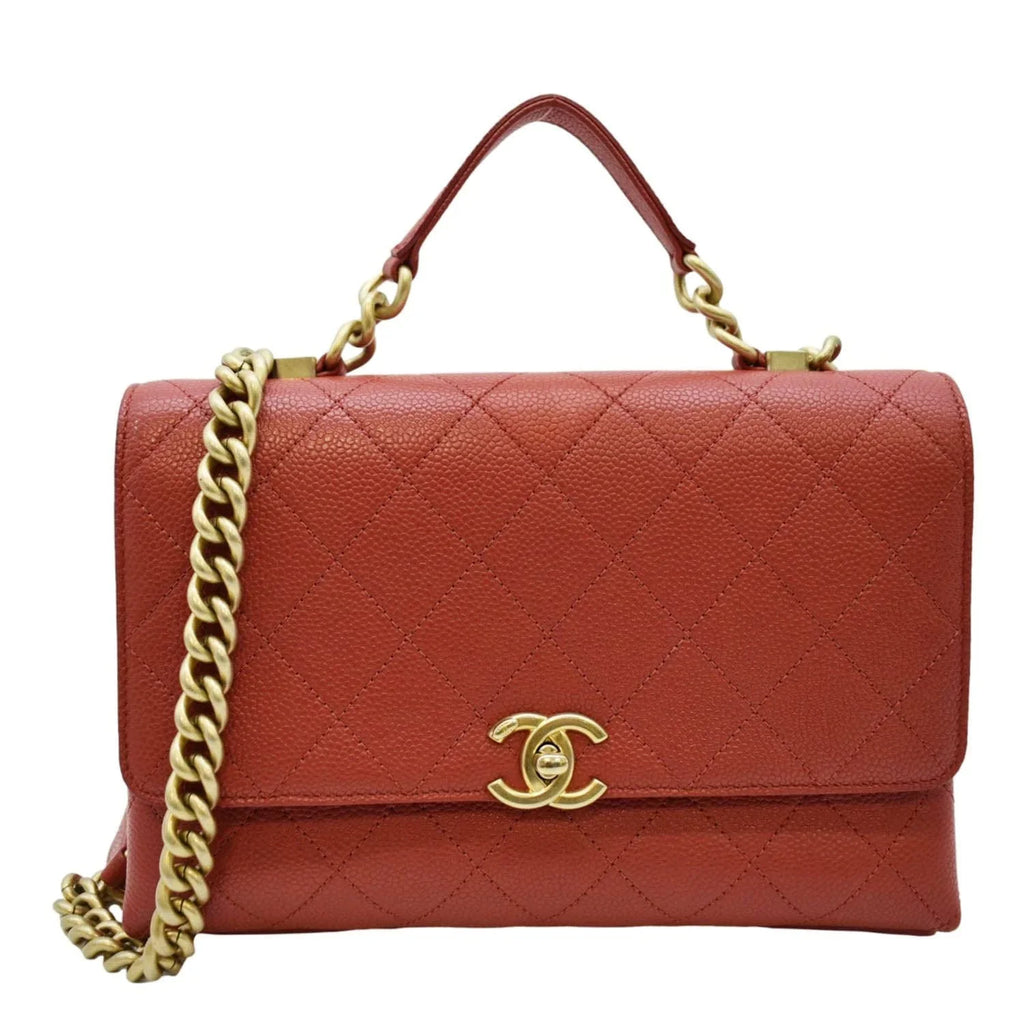 Pre-Owned Stitched Flap Affinity Caviar CHANEL Chic Leather Small Red Crossbody Quilted Bag