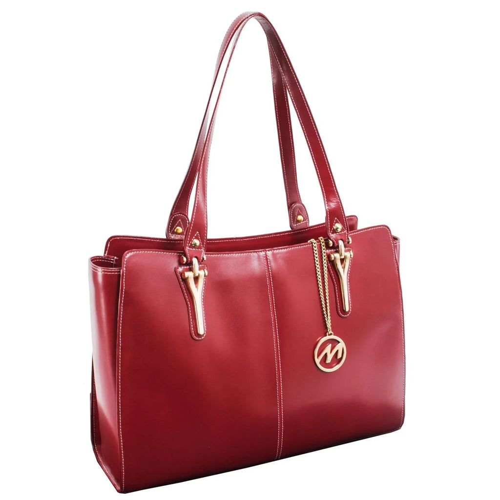 Red Shoulder Leather Tote, 97556, Glenna