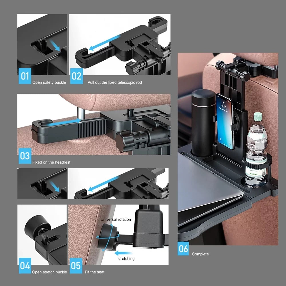 Travel Writing, Tray - Back for with Car Ideal Eating Foldable, Holder Multifunctional Phone Design Working, - Table: Black Adjustable Seat Convenient