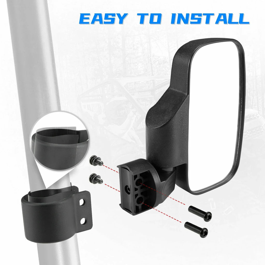 Compatible 1.75"-2" Rear Set X3 Bar Clamp Mirrors with 1000 Center Polaris 900 Can-Am View UTV RZR Mirrors