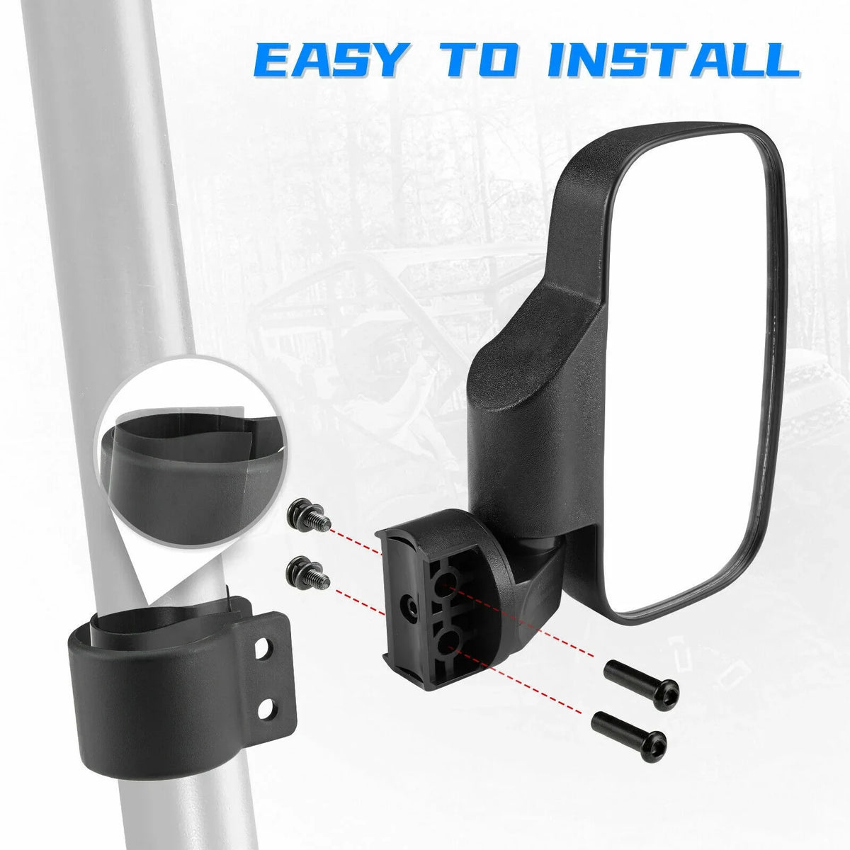 Compatible 1.75"-2" Rear Set X3 Bar Clamp Mirrors with 1000 Center Polaris 900 Can-Am View UTV RZR Mirrors