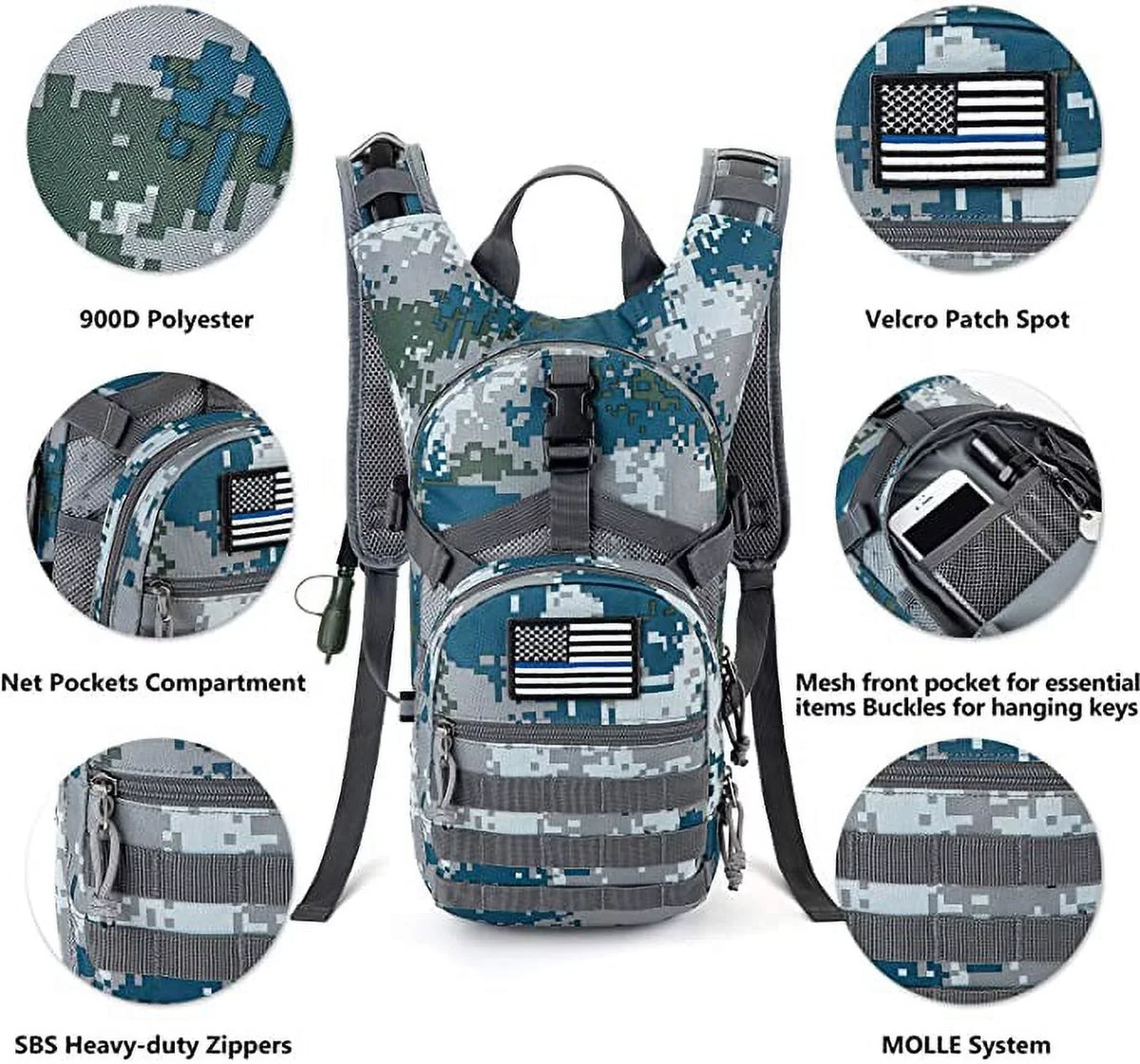 Bladder Molle Tactical 2L Hydration Backpack Liquid RUPUMPACK with