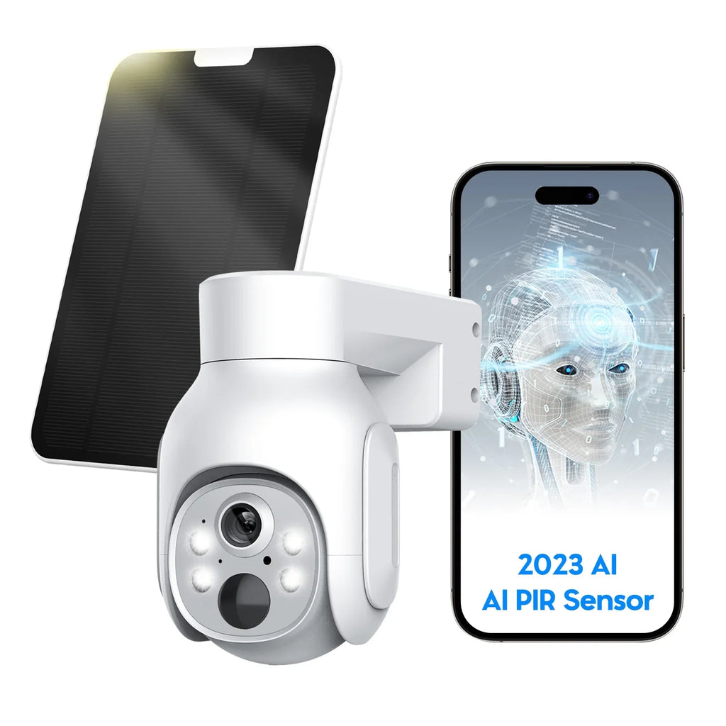 Solar Hybrid 4MP IP PTZ VIKVIZ 2K with Panel WiFi Light Wireless Battery Smart Outdoor Camera