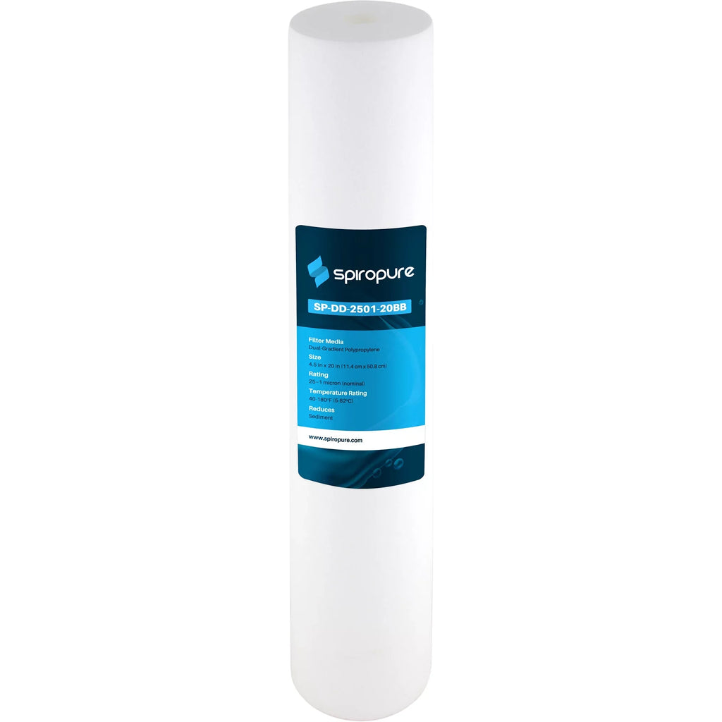 SpiroPure Filter, Gradient (6 4.5" x Pack) 1 Polypropylene 20 Micron Dual
