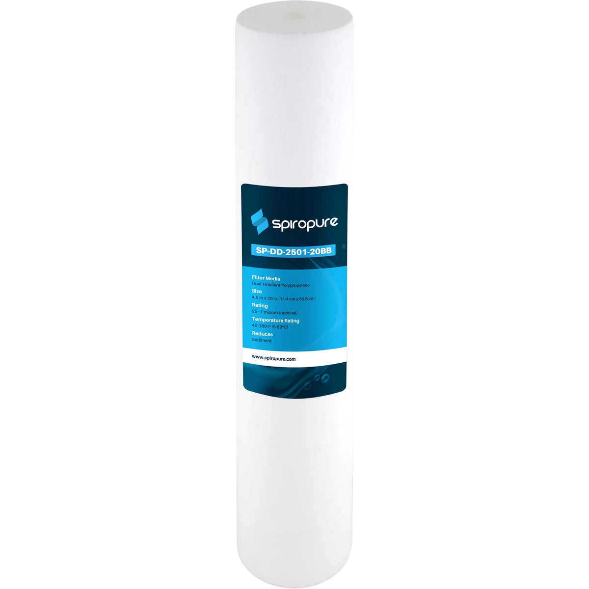 SpiroPure Filter, Gradient (6 4.5" x Pack) 1 Polypropylene 20 Micron Dual