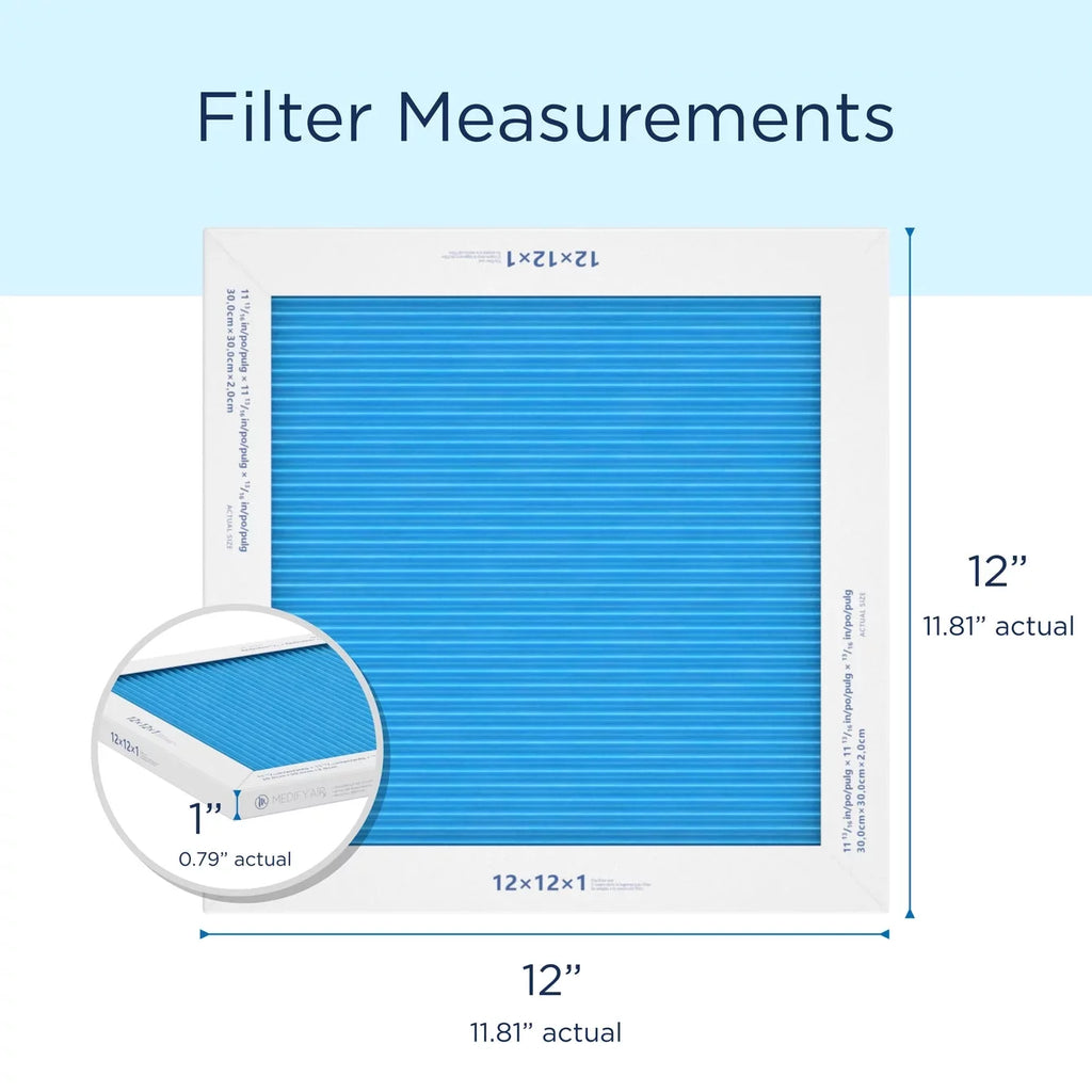 14, Medify Filter 2-Pack) Cleaning (MERV Particles 95% Air 12x12x1 Air Pleated HEPA