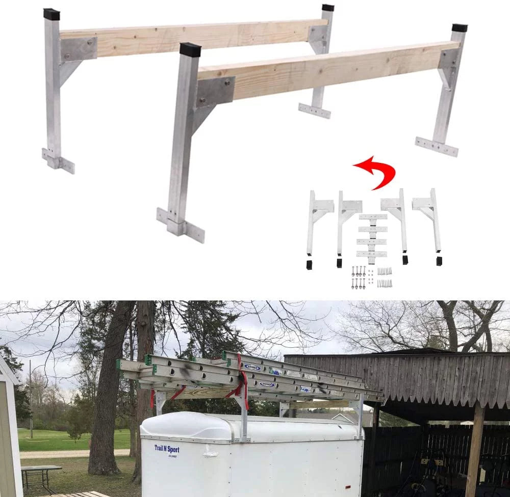 Rack Fit Vans Ladder Roof Kit Aluminum Cargo Bracket for Adjustable Enclosed ELITEWILL Trailers
